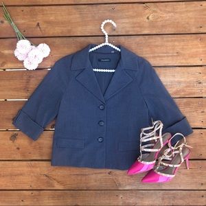 Tahari Gray Button Down 3/4 Sleeves Blazer
